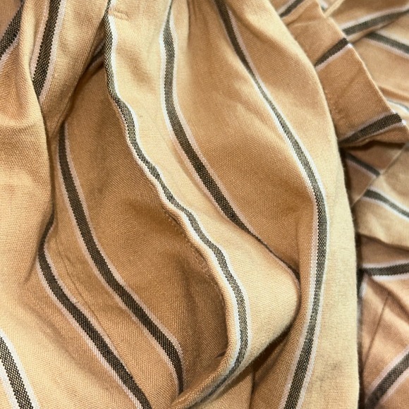 J.Jill Dark Yellow Stripe Emelie Linen Stretch Wide Leg Cropped Pants XL - Picture 8 of 9